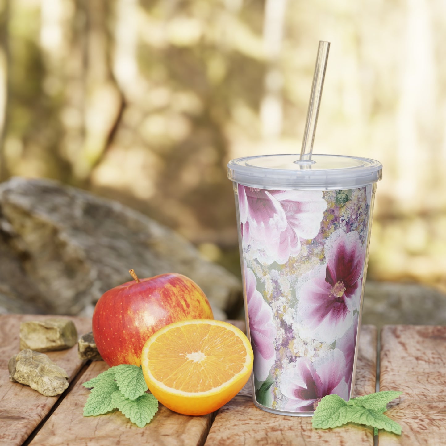 Floral Tumbler, Straw included
