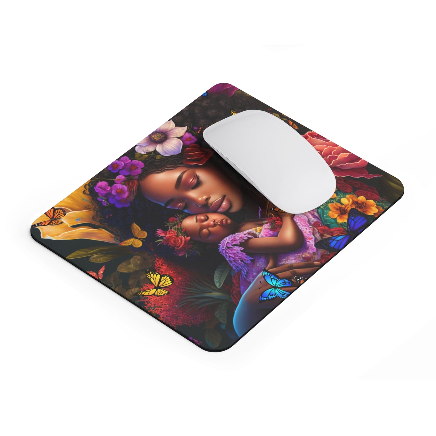 Mouse Pad - Black Girl Mom African Mom with Baby Design