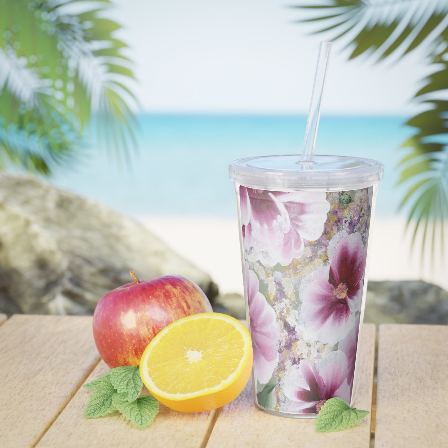 Floral Tumbler, Straw included