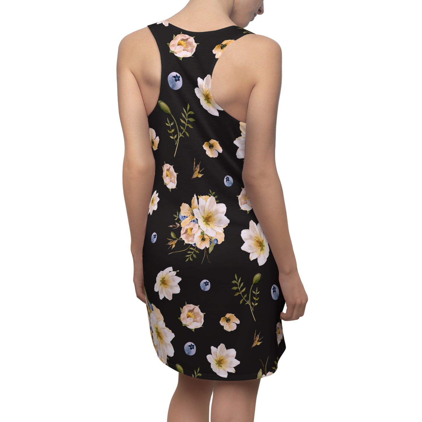 Women's Tropical Black Racerback Dress