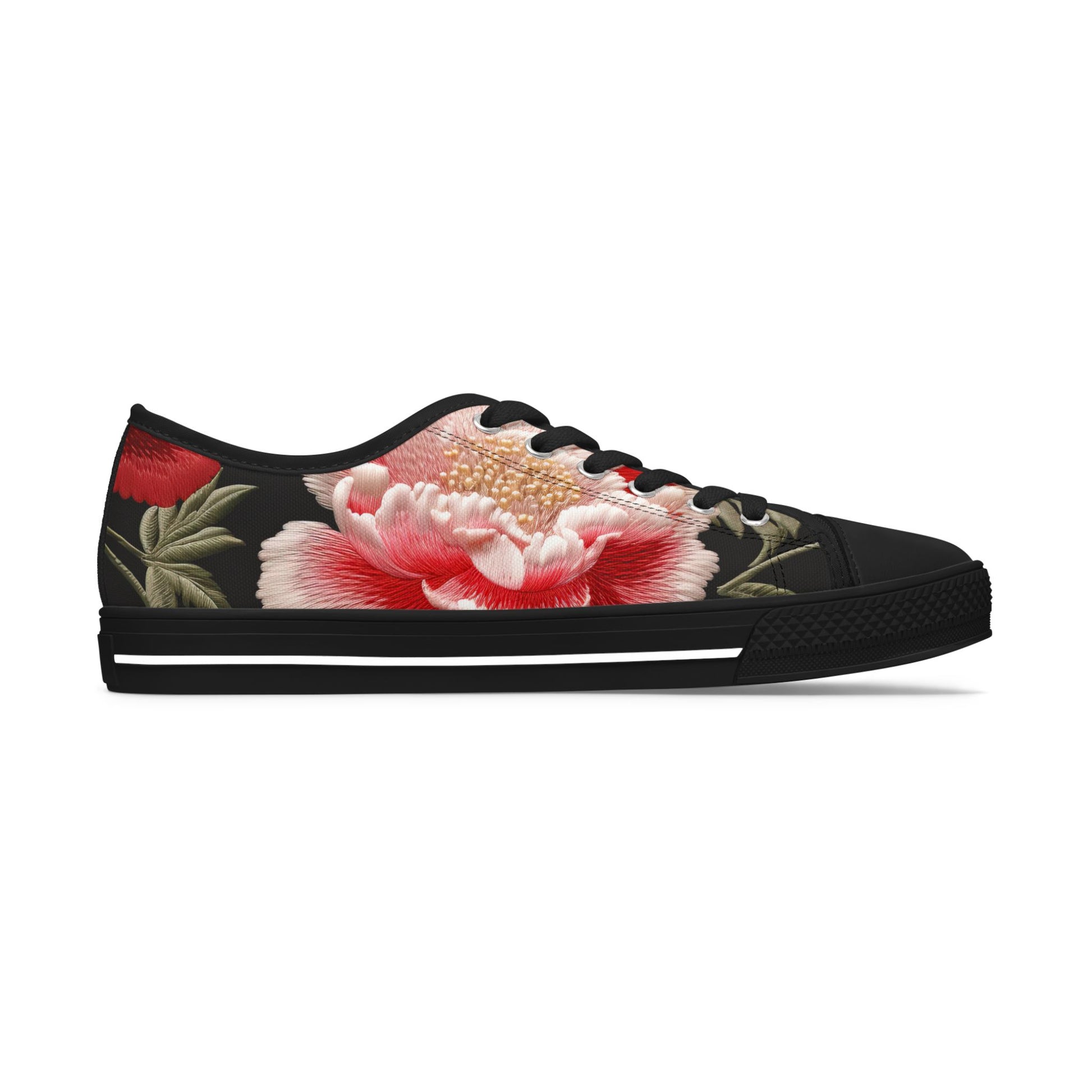Floral Sneakers - Women's Low Top Shoes for Spring Fashion and Casual Outings