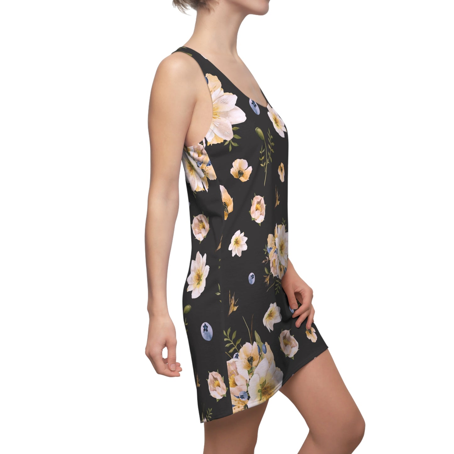 Women's Tropical Black Racerback Dress