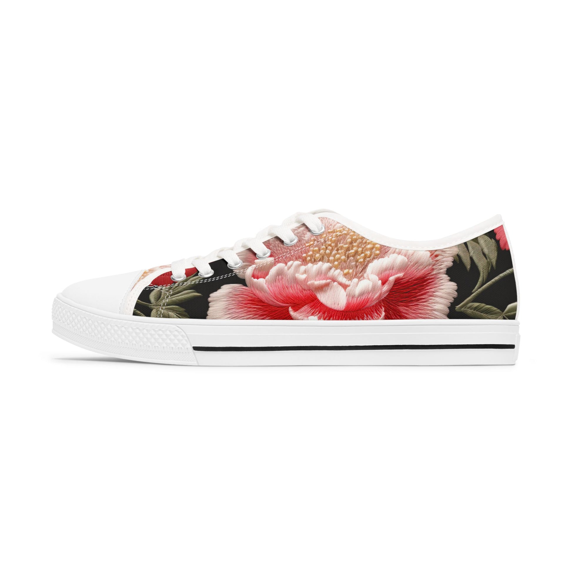 Floral Sneakers - Women's Low Top Shoes for Spring Fashion and Casual Outings