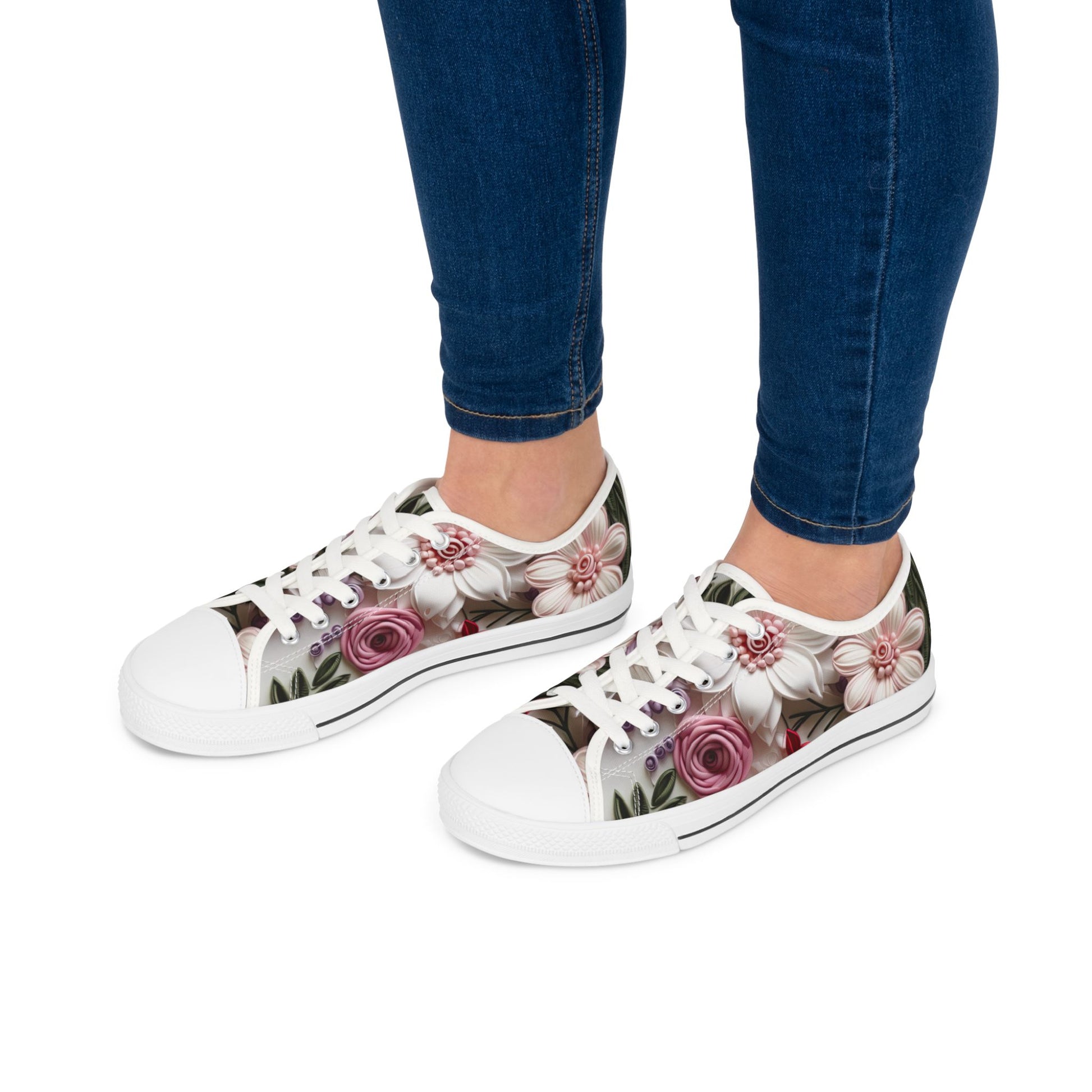 Floral Pattern Women's Low Top Sneakers Casual Footwear
