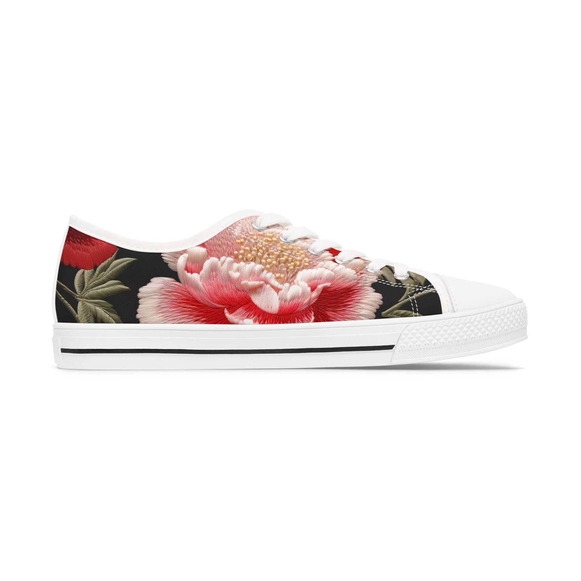 Floral Sneakers - Women's Low Top Shoes for Spring Fashion and Casual Outings