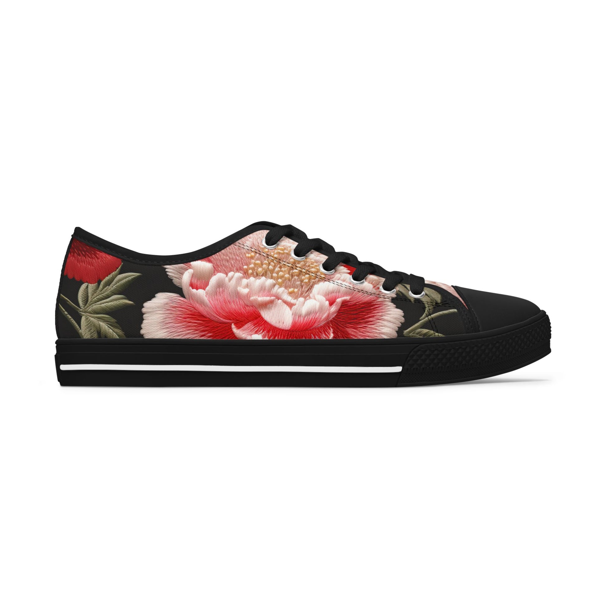 Floral Sneakers - Women's Low Top Shoes for Spring Fashion and Casual Outings