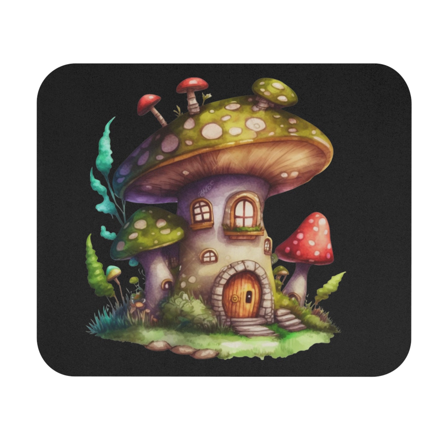 Rectangle Mouse Pad - Mushroom Mansion Design