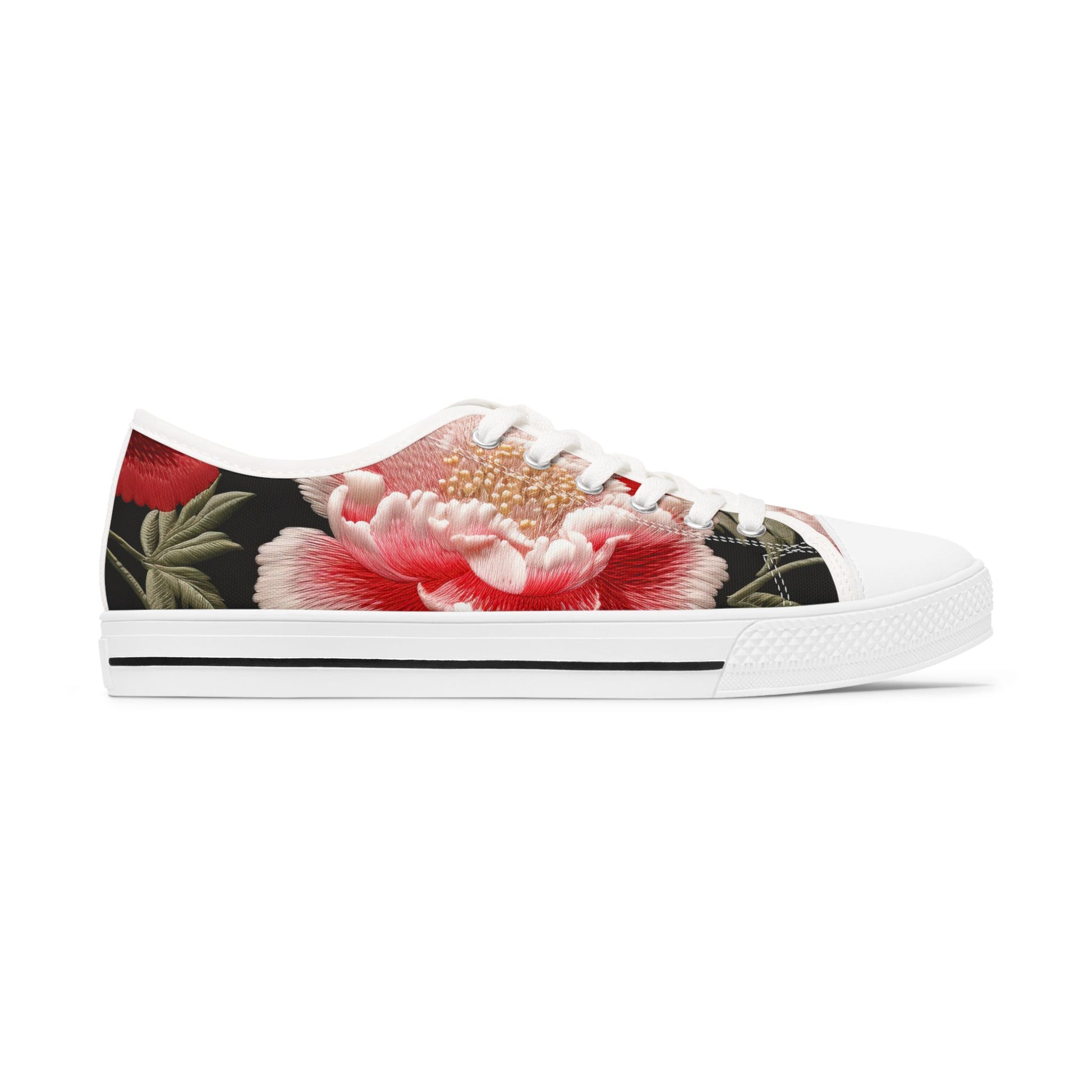 Floral Sneakers - Women's Low Top Shoes for Spring Fashion and Casual Outings