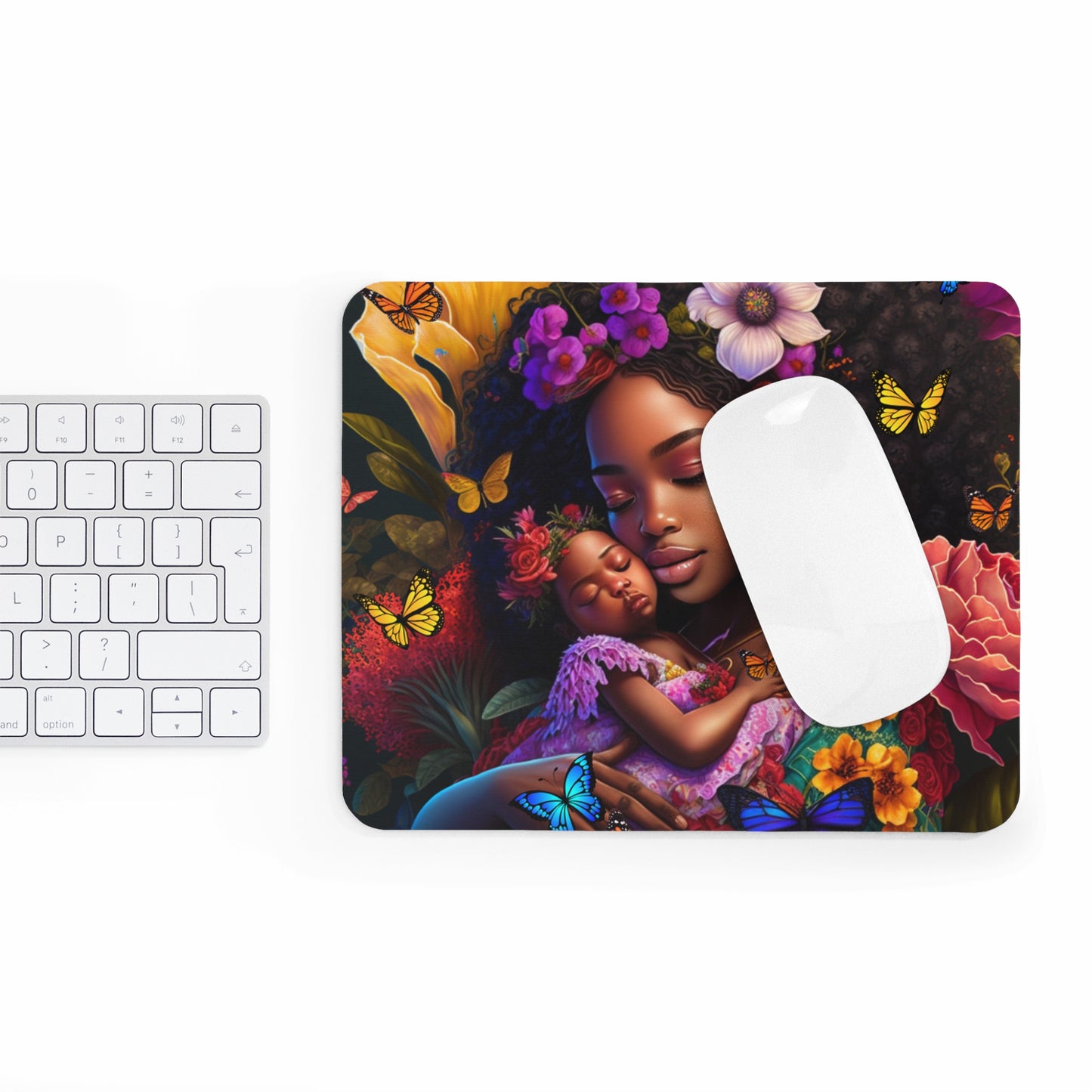 Mouse Pad - Black Girl Mom African Mom with Baby Design