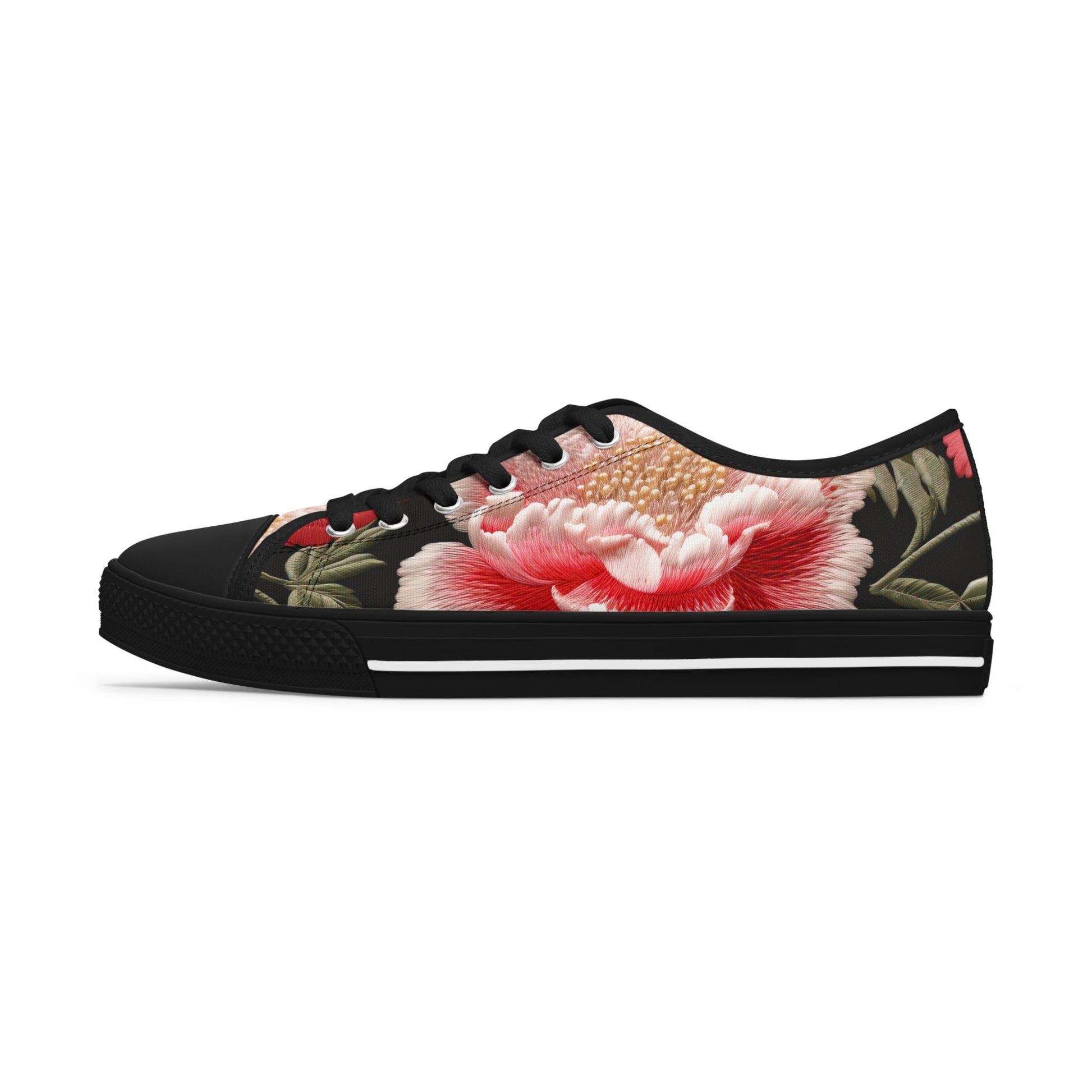 Floral Sneakers - Women's Low Top Shoes for Spring Fashion and Casual Outings