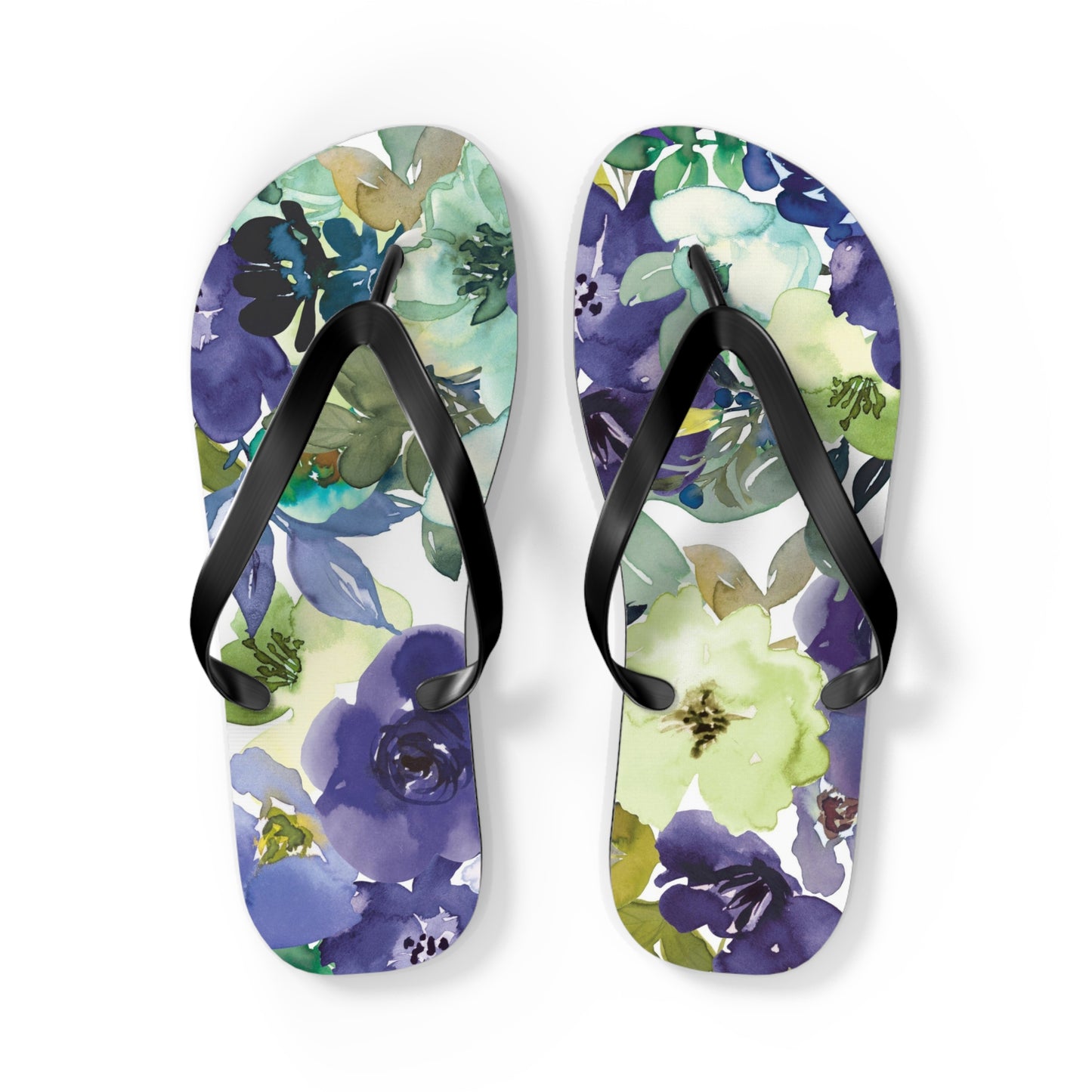 Women's Flip Flops - Water Colors Summer Floral Design