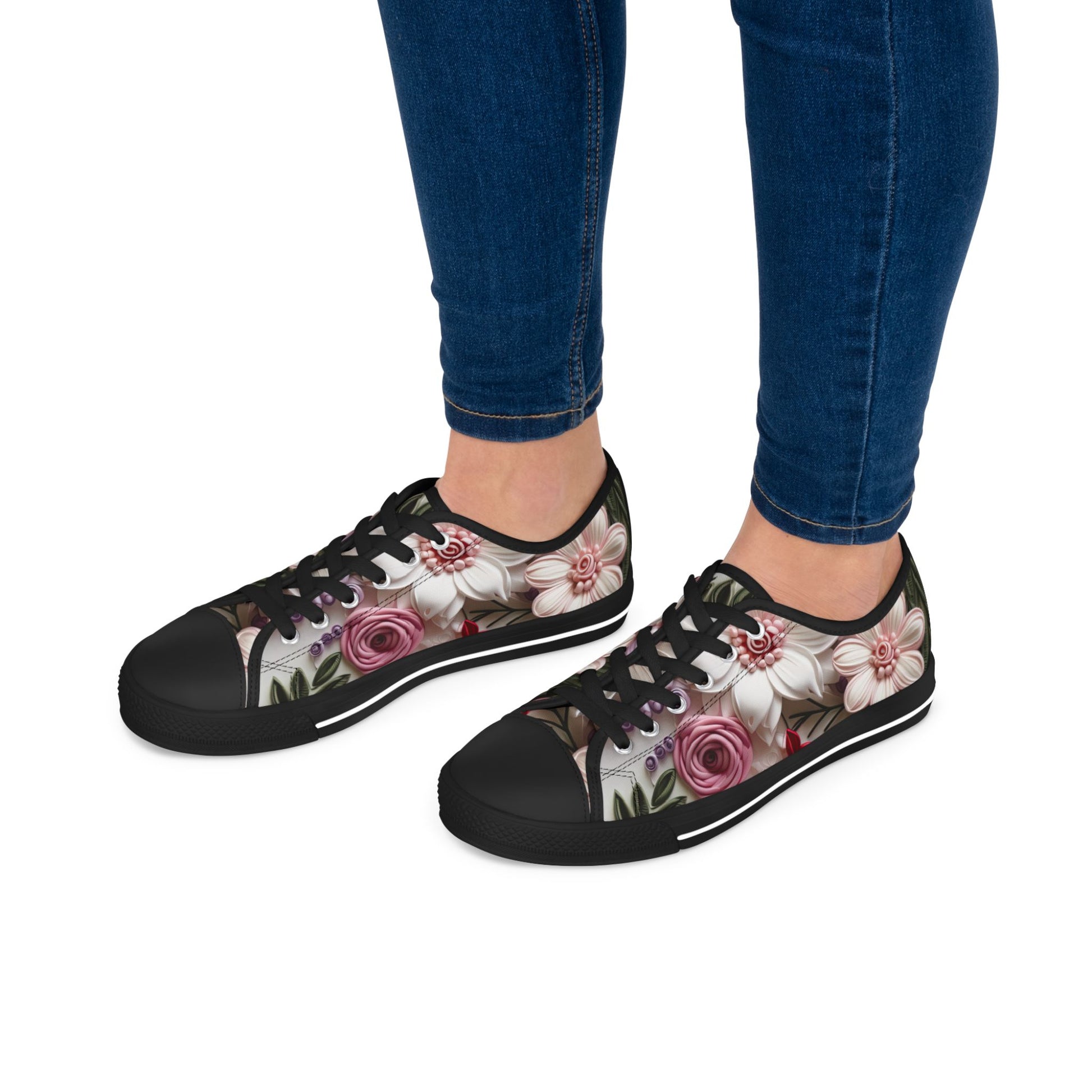 Floral Pattern Women's Low Top Sneakers Casual Footwear