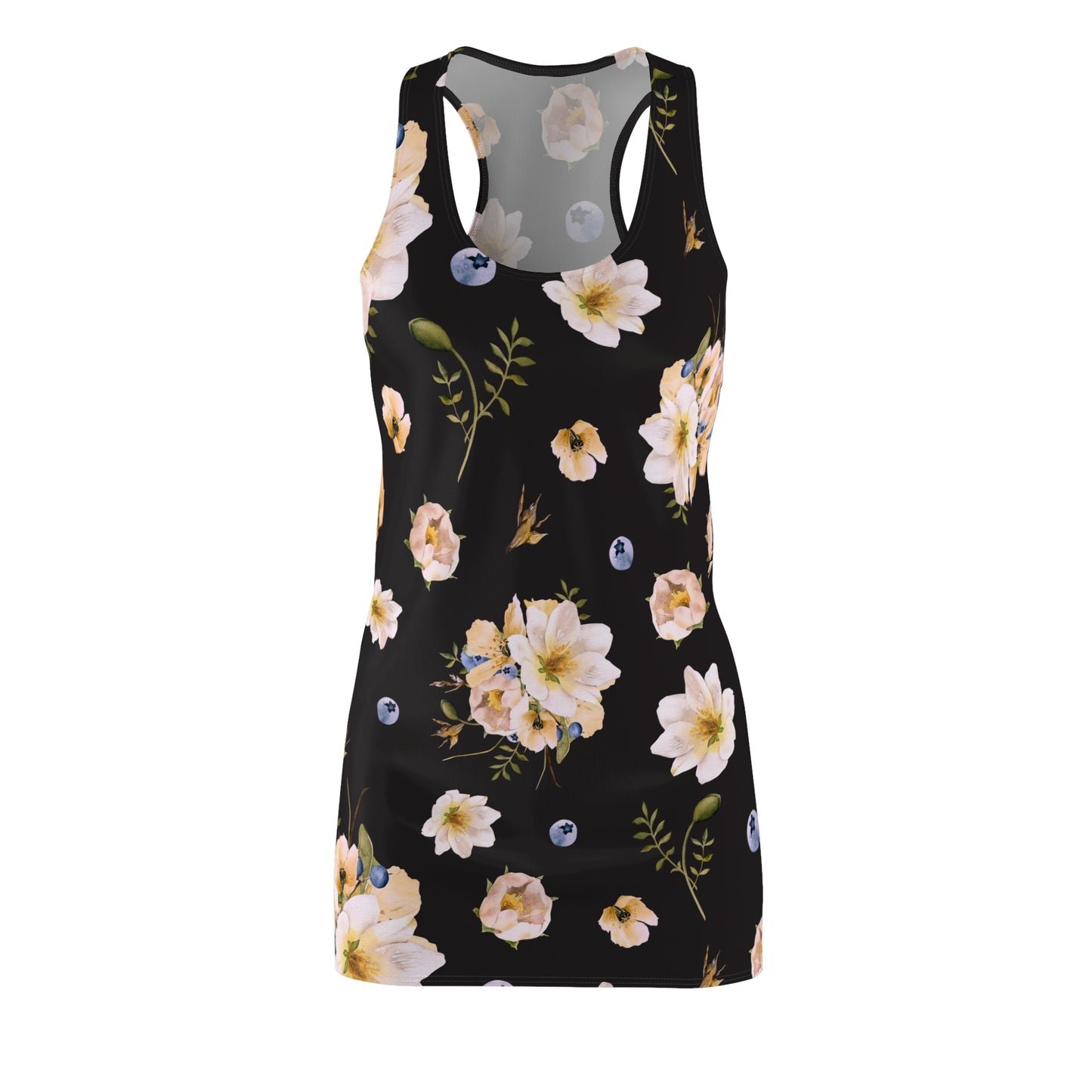 Women's Tropical Black Racerback Dress