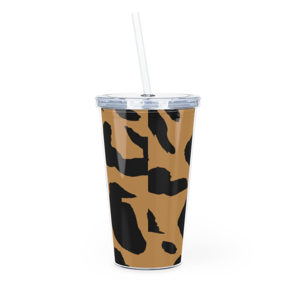 Plastic Tumbler Animal Print Plastic Tumbler with Straw