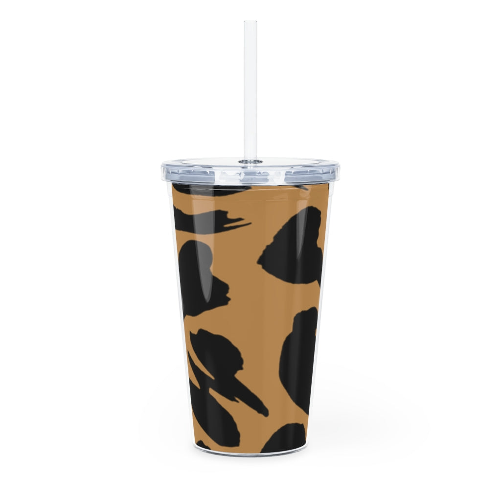 Plastic Tumbler Animal Print Plastic Tumbler with Straw