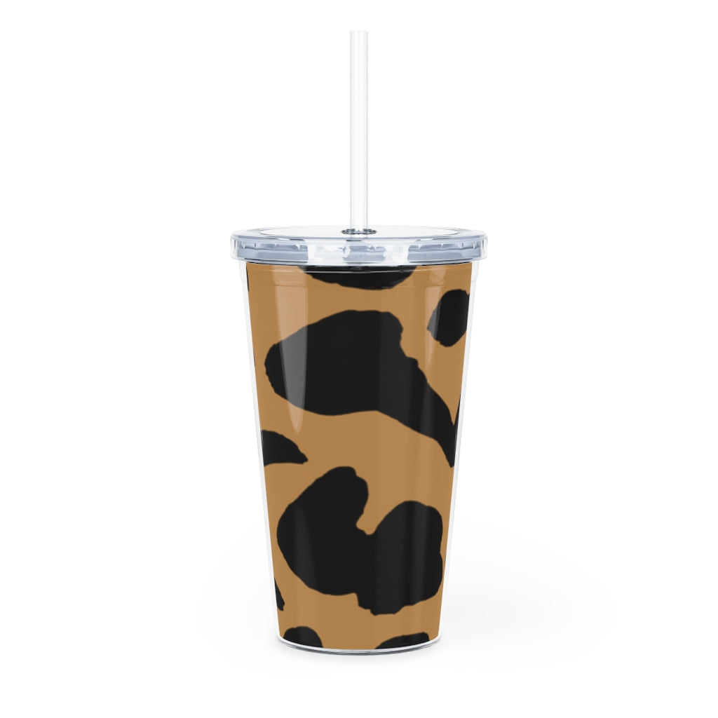 Plastic Tumbler Animal Print Plastic Tumbler with Straw