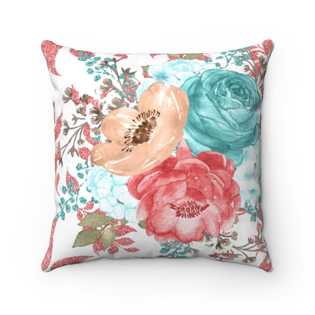 Decorative Pillow Springtime Flowers Spun Polyester Square Pillow