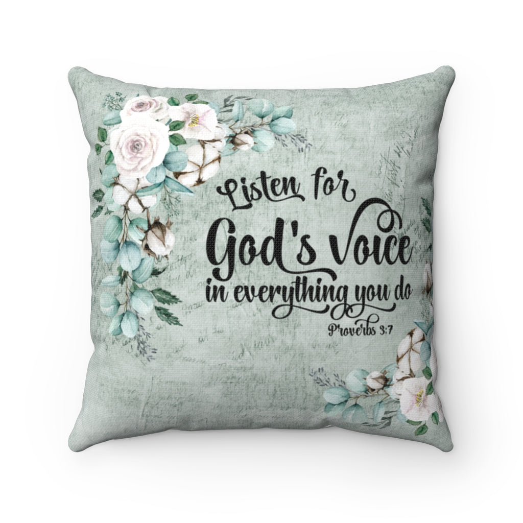 Decorative Pillow Listen for God's Voice Polyester Square Pillow