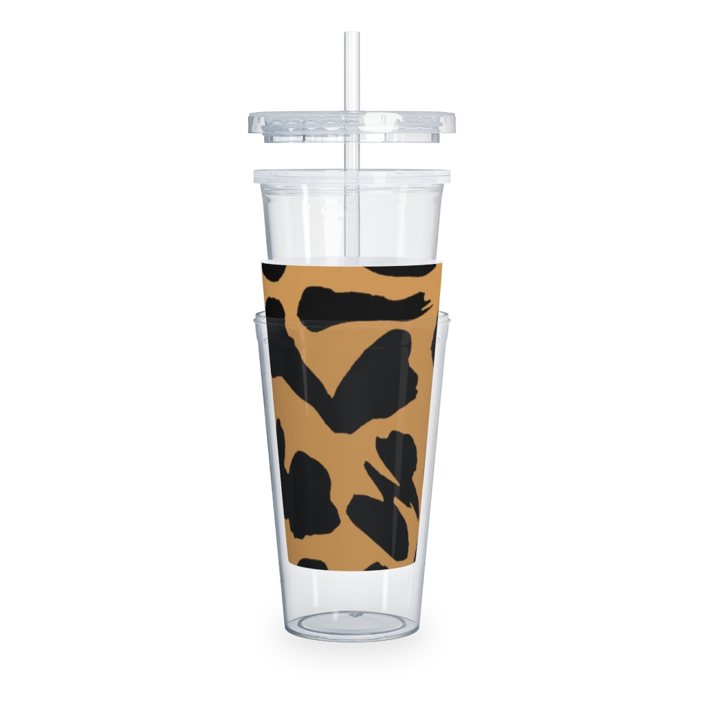 Plastic Tumbler Animal Print Plastic Tumbler with Straw