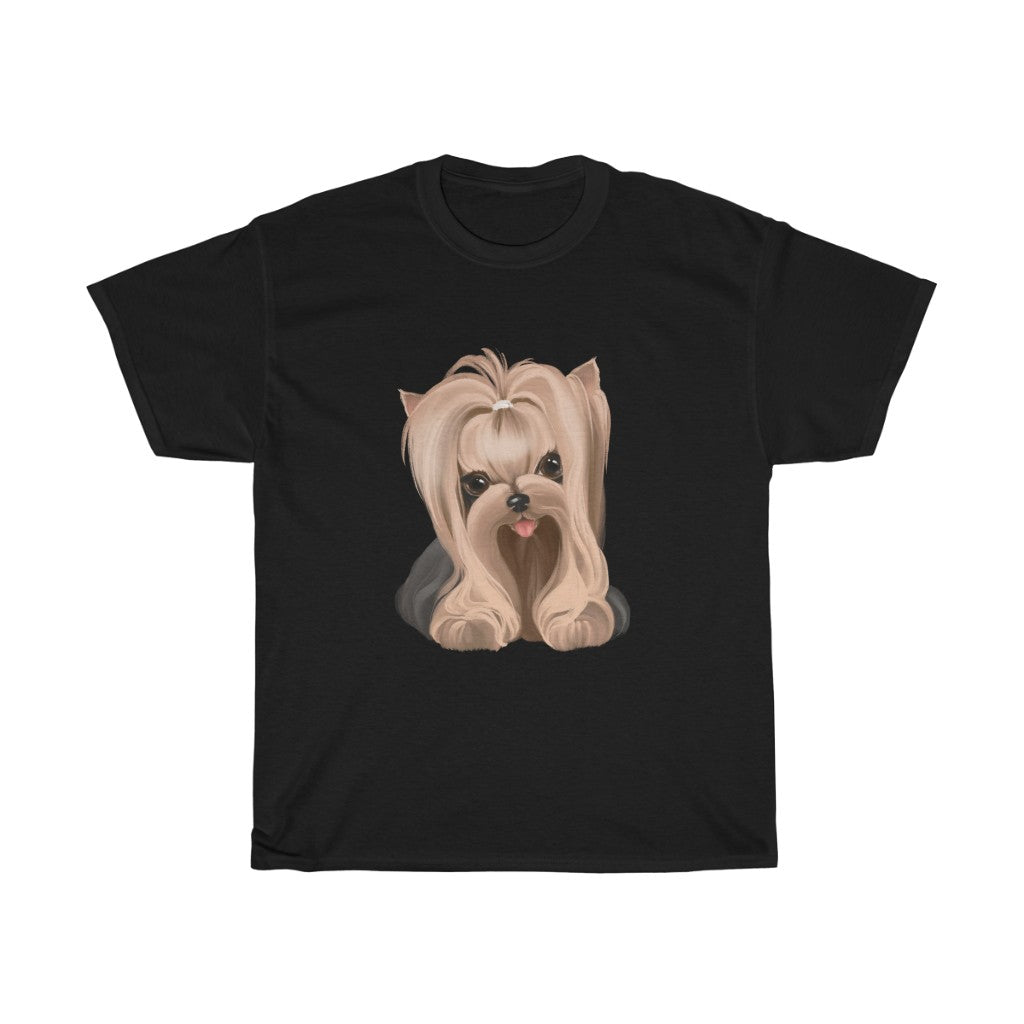 Women's & Girls Yorkie Tee Brown Baby Yorkie Heavy Cotton Tee