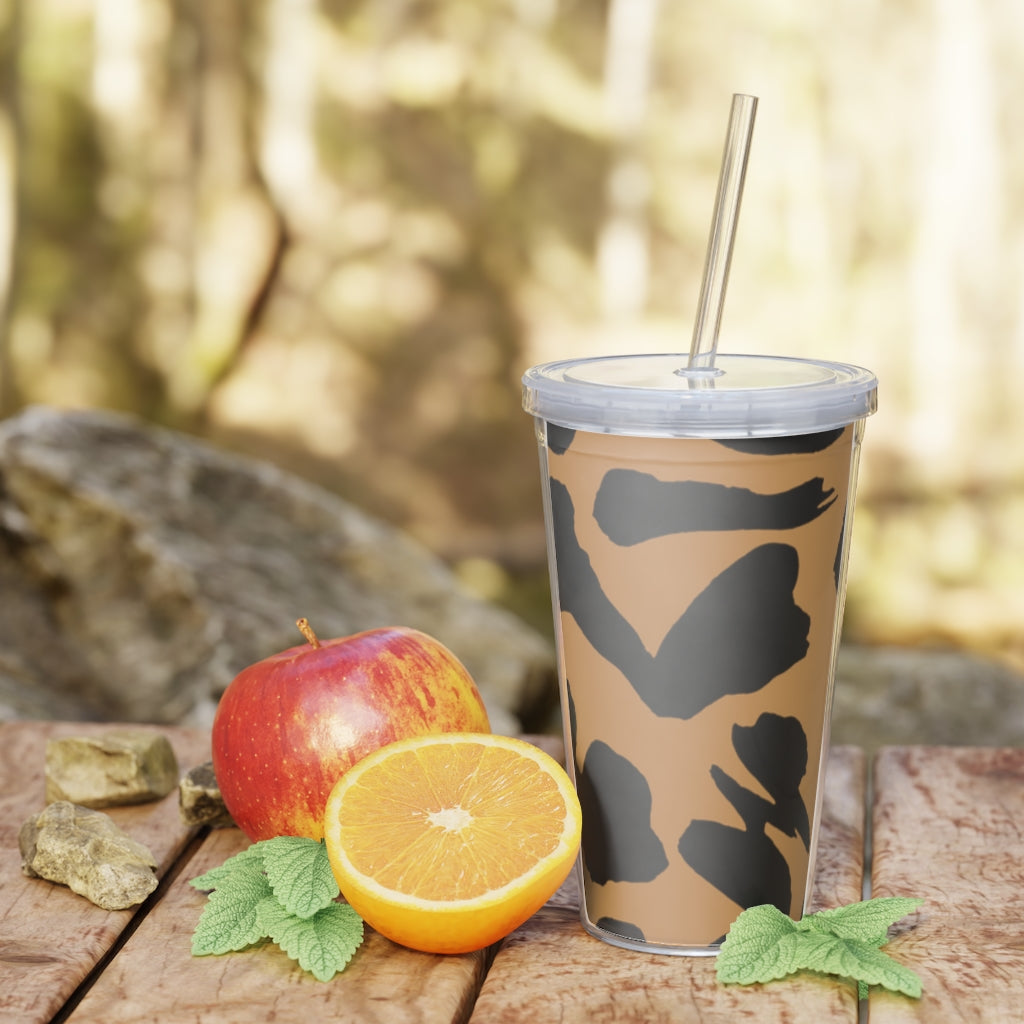 Plastic Tumbler Animal Print Plastic Tumbler with Straw