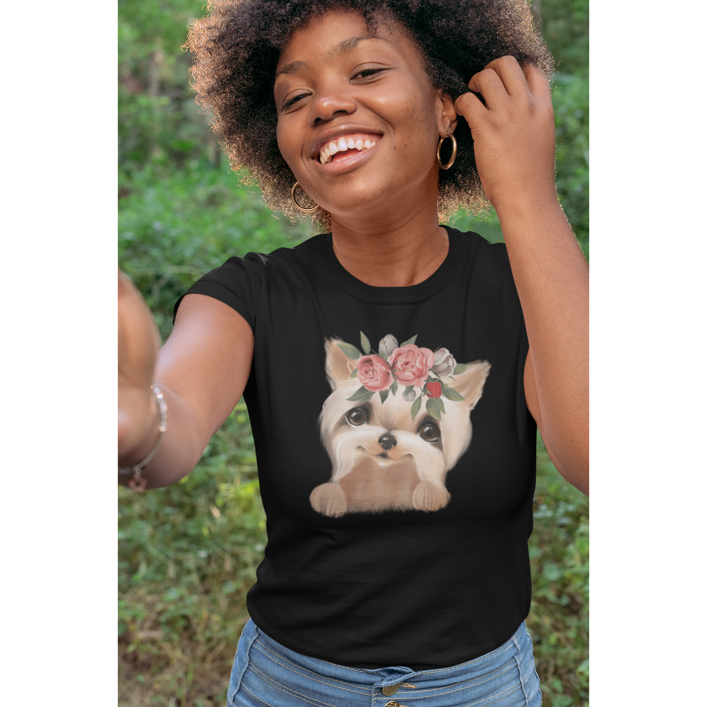 Women's Yorkie Lover's Tee Little Blonde Yorkie Tee
