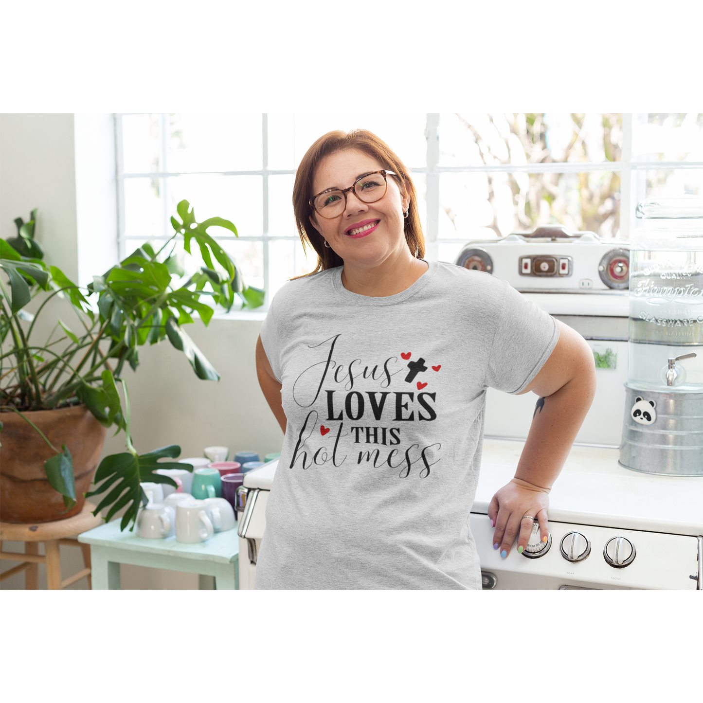 Women's Jesus Loves this Hot Mess Tee Shirt