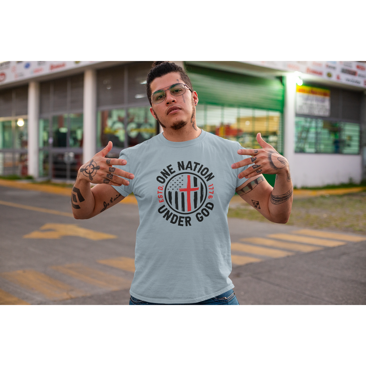 Men's Tee Patriotic One Nation Under God Tee