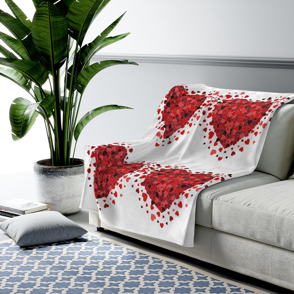 Decorative Blanket Scattered Hearts Velveteen Plush Blanket