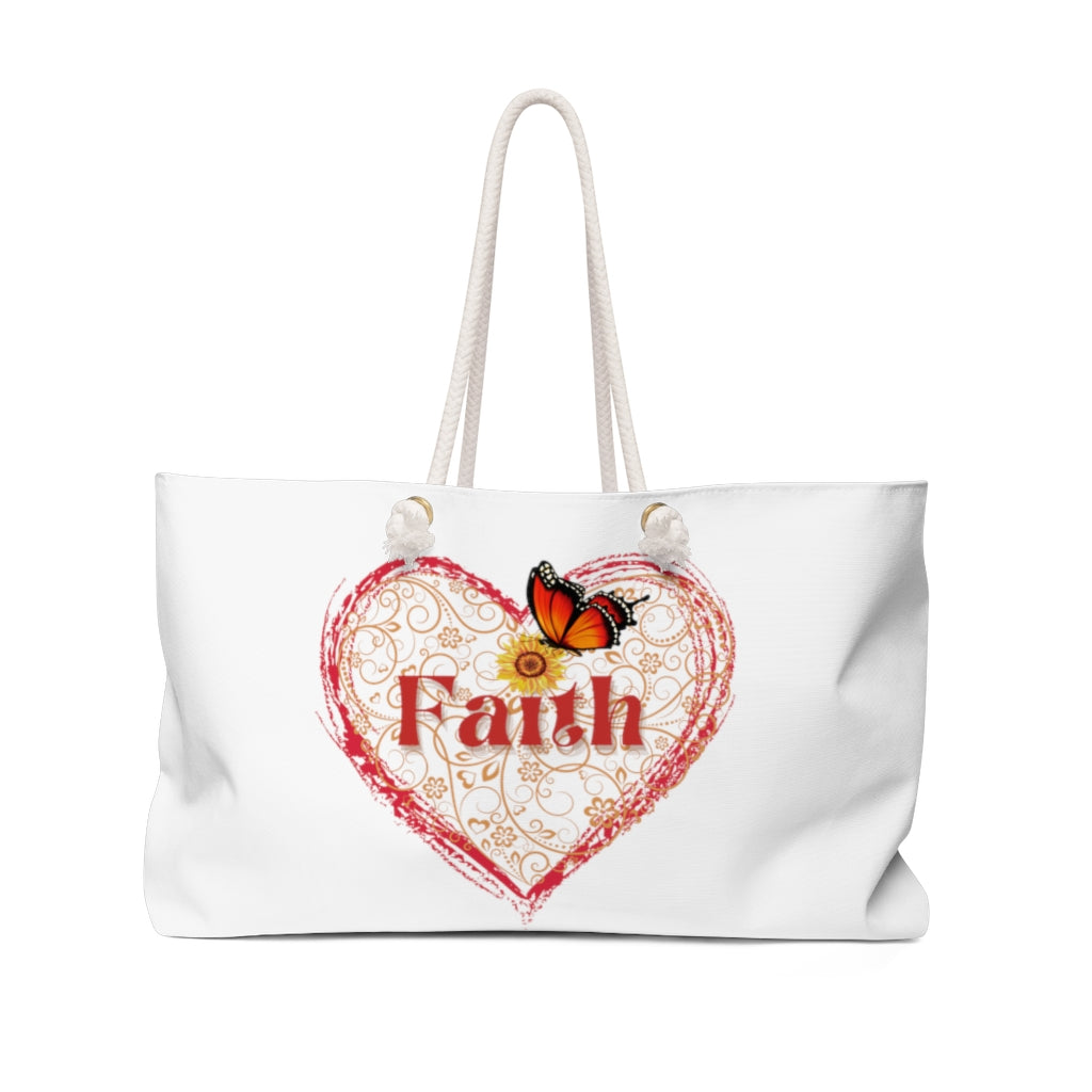 Overnight Bag Weekend Tote Bag FAITH Shopping Artist's or Beach Bag