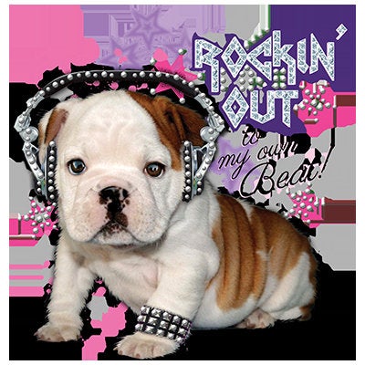 Women's Tee Cute Bulldog with Rhinestone Tee