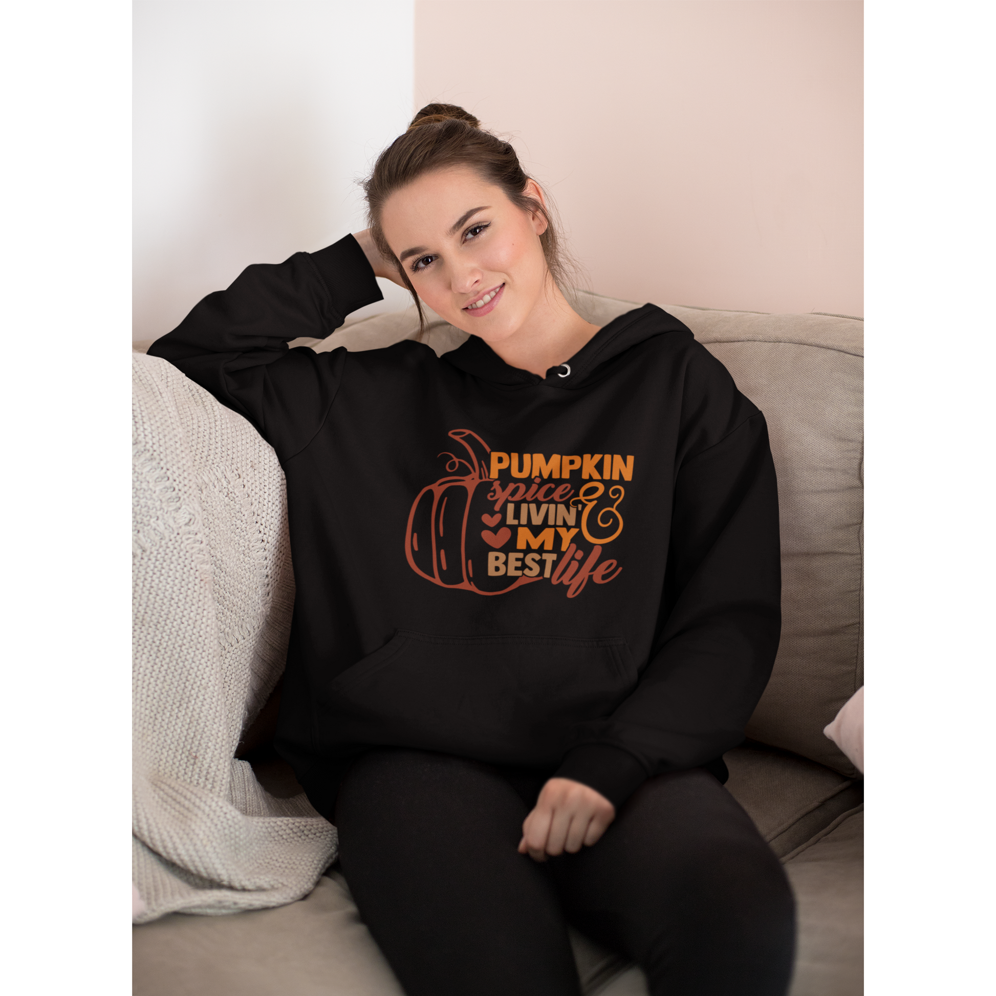 Women's Hoodie Fall Pumpkin Spice Living My Best Life Hoodie