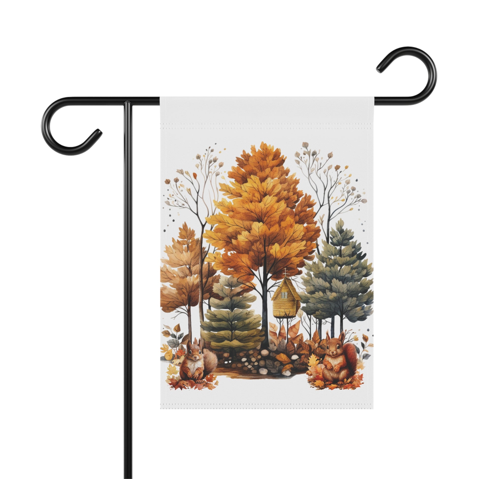 Autumn Garden Banner, Fall Decor, Squirrel Flag, Seasonal Outdoor Decoration, Thanksgiving Home Accent