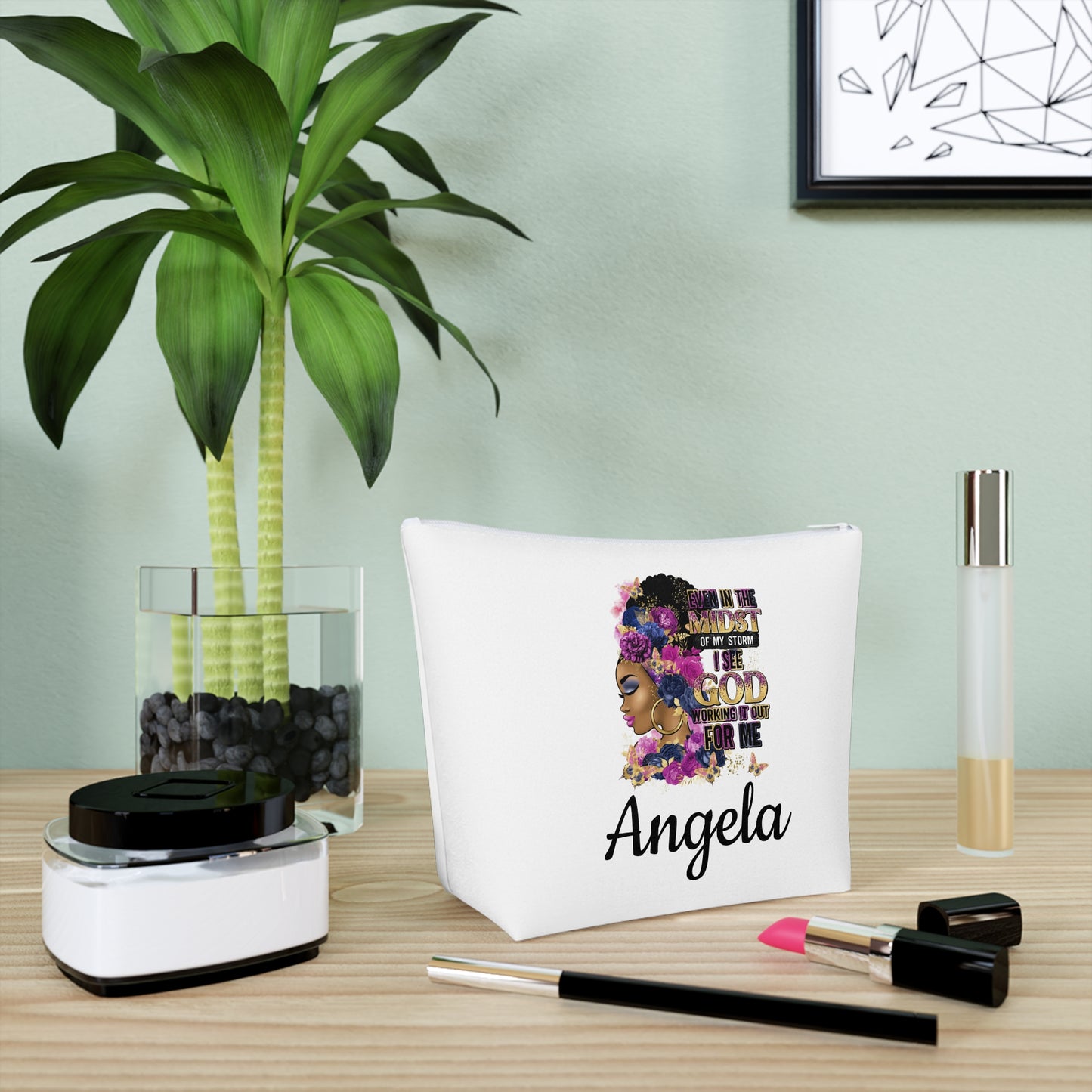 Cosmetic Bag - Personalized 'In the Midst of the Storm I See God is working it out for Me' Makeup Bag