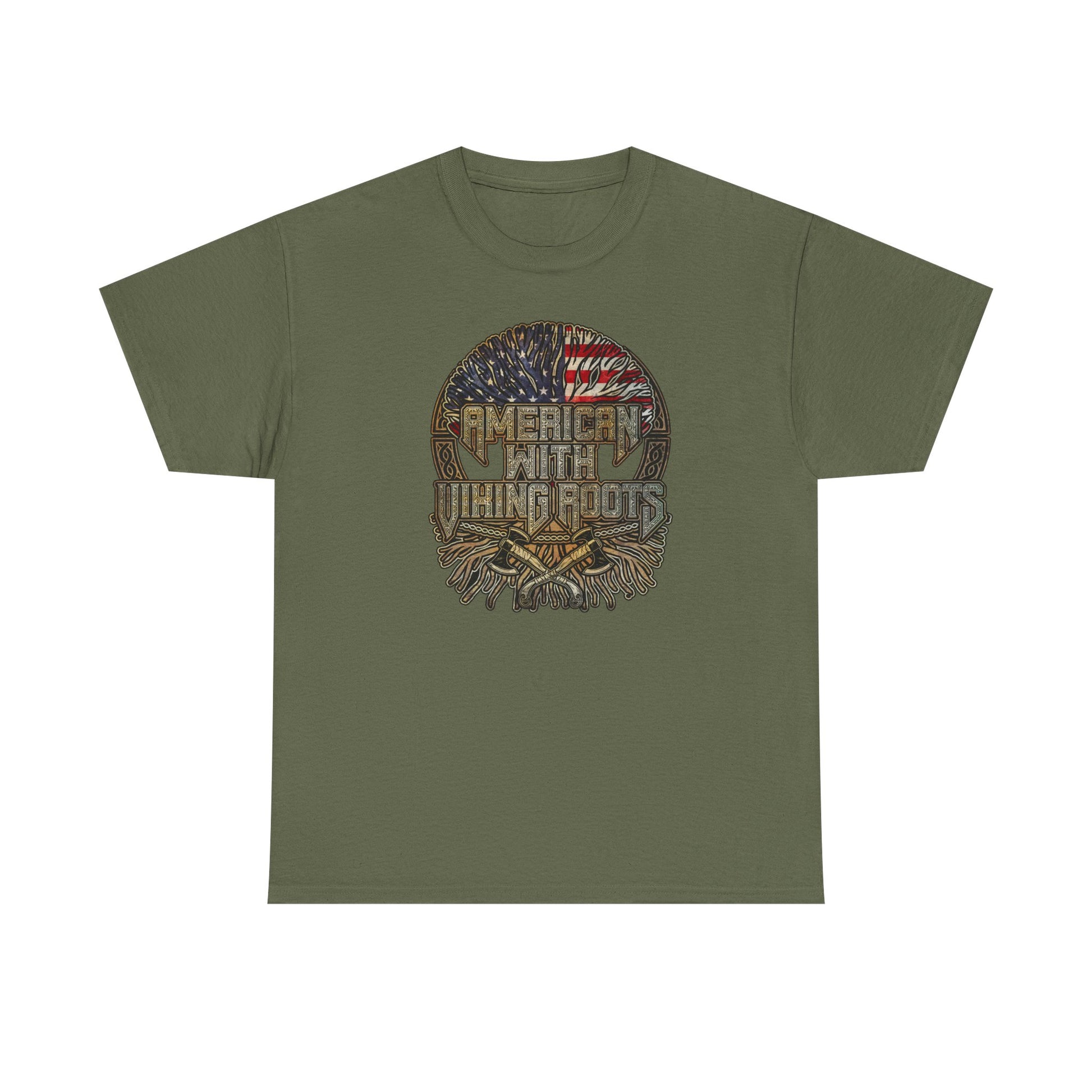 American Roots Viking Patriotic Tee - Father's Day Gift Heavy Cotton T-Shirt