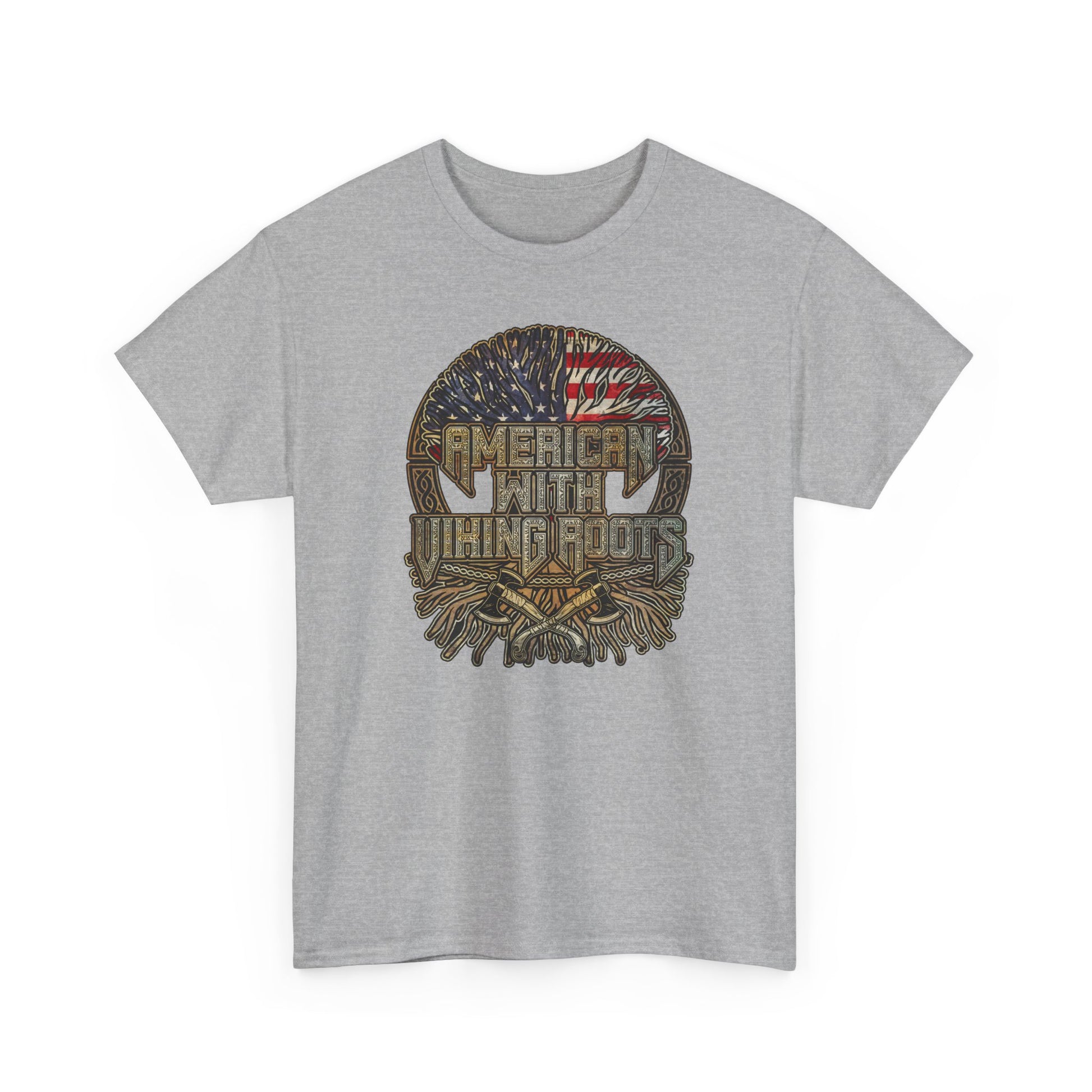 American Roots Viking Patriotic Tee - Father's Day Gift Heavy Cotton T-Shirt