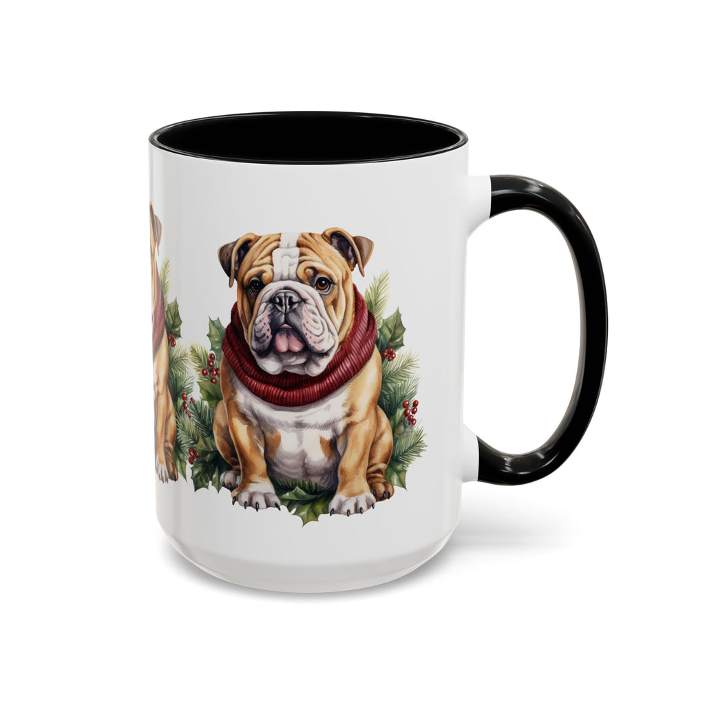 Bulldog Holiday Mug in Scarf 11oz, 15oz