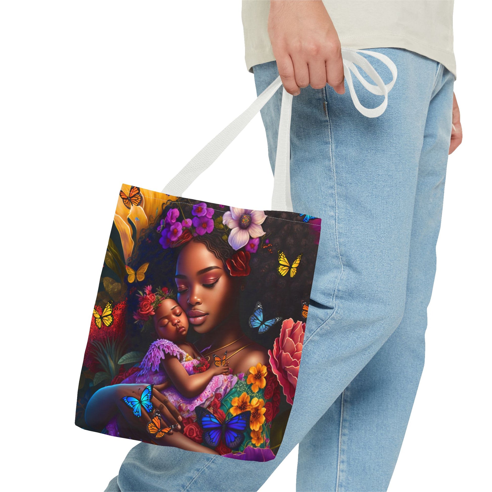 African American Mom with Baby Tote Bag