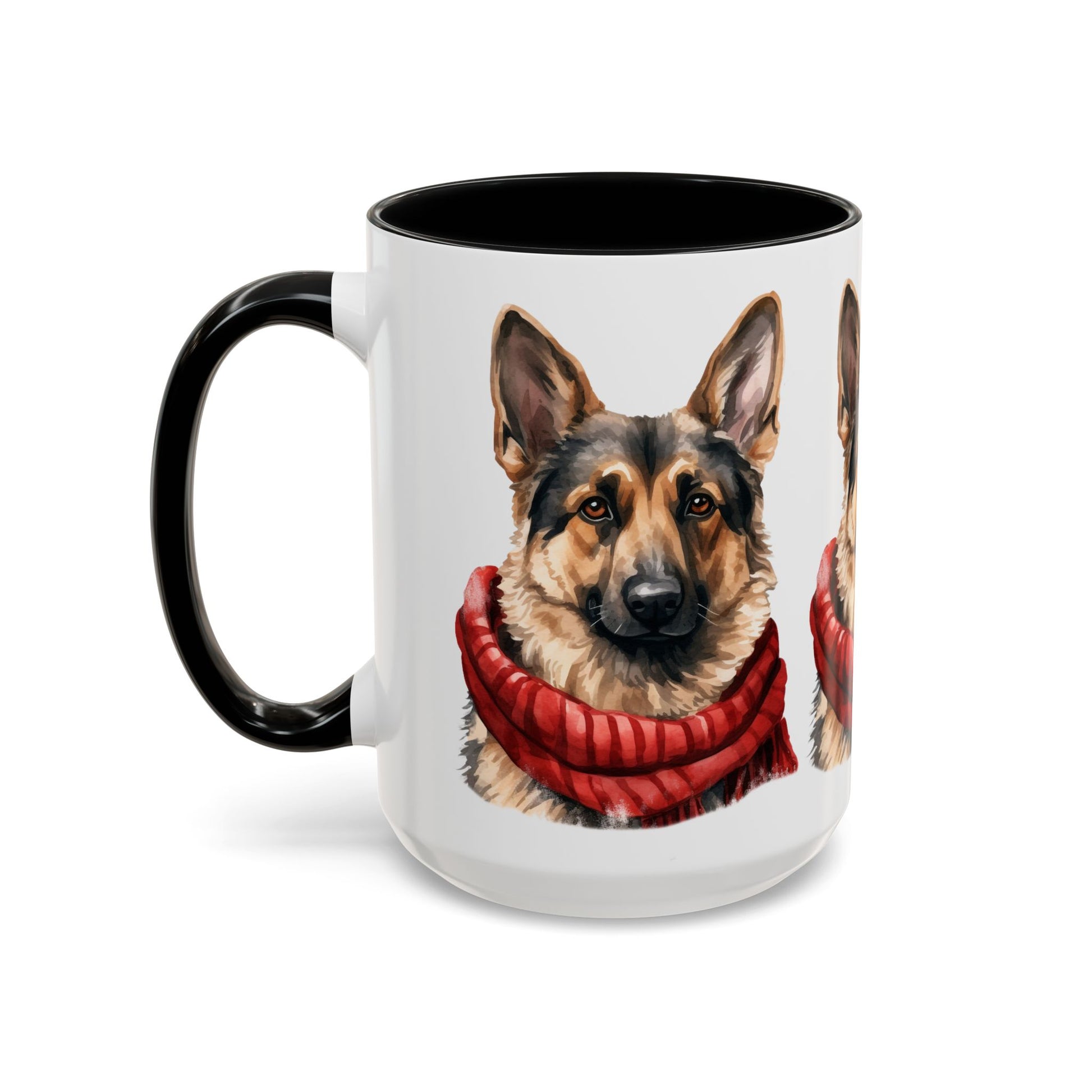 German Shepherd in Red Scarf Accent Coffee Mug | 11oz 15oz