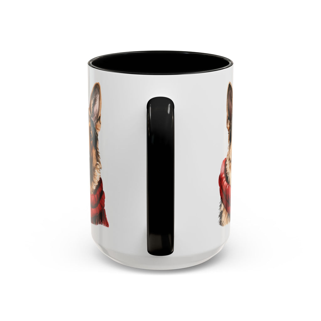 German Shepherd in Red Scarf Accent Coffee Mug | 11oz 15oz