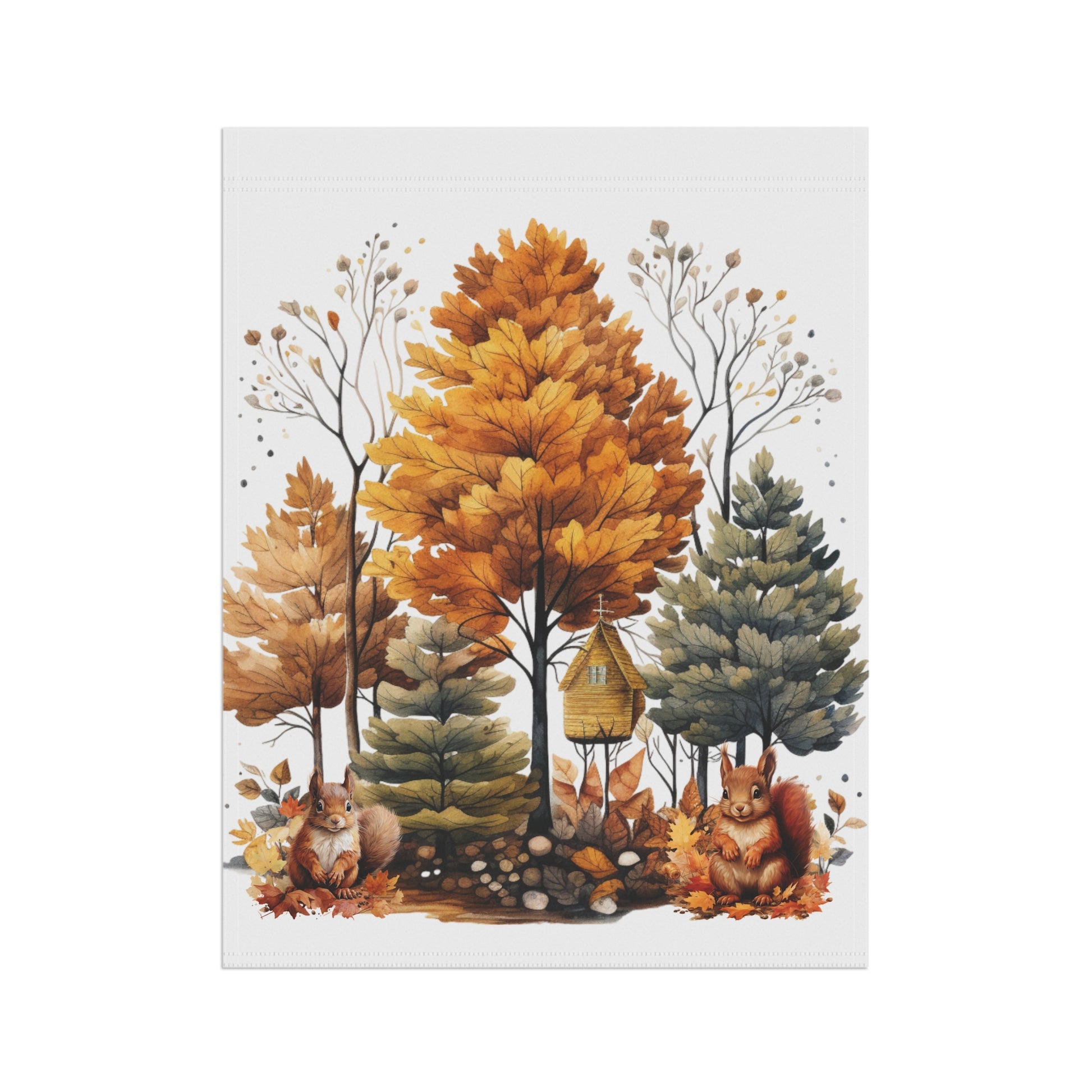 Autumn Garden Banner, Fall Decor, Squirrel Flag, Seasonal Outdoor Decoration, Thanksgiving Home Accent