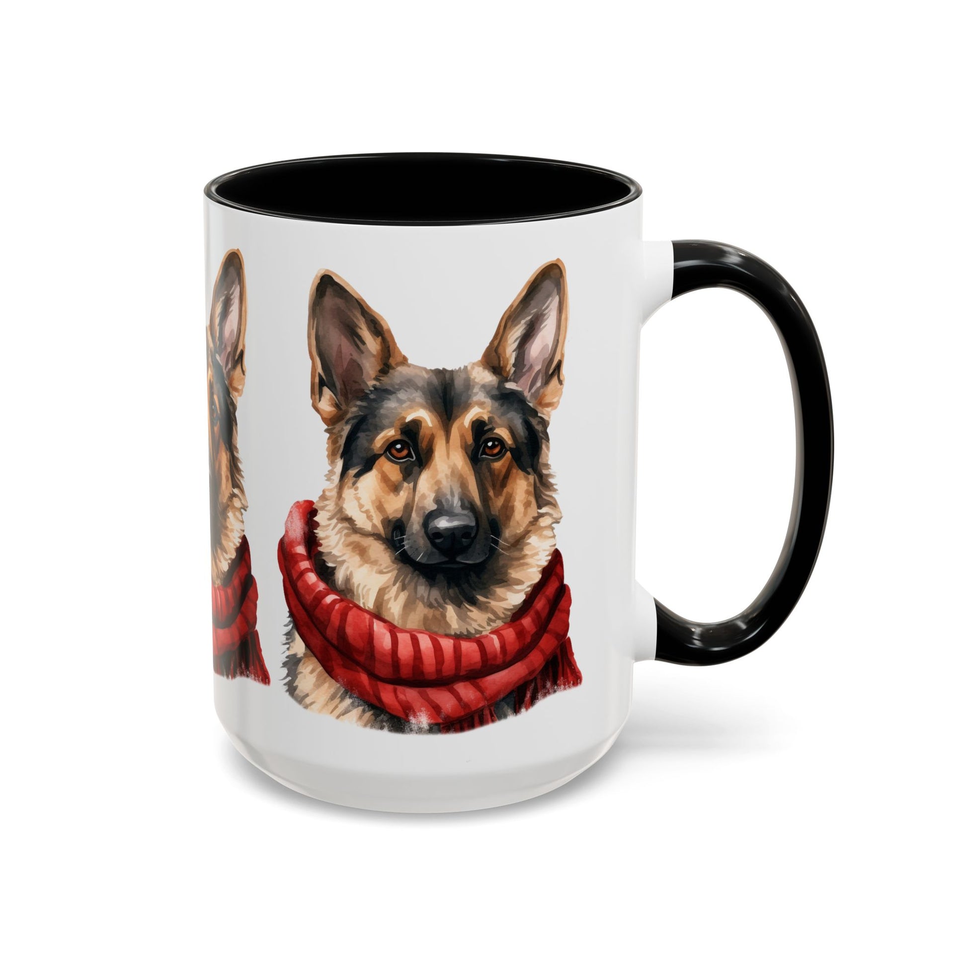 German Shepherd in Red Scarf Accent Coffee Mug | 11oz 15oz
