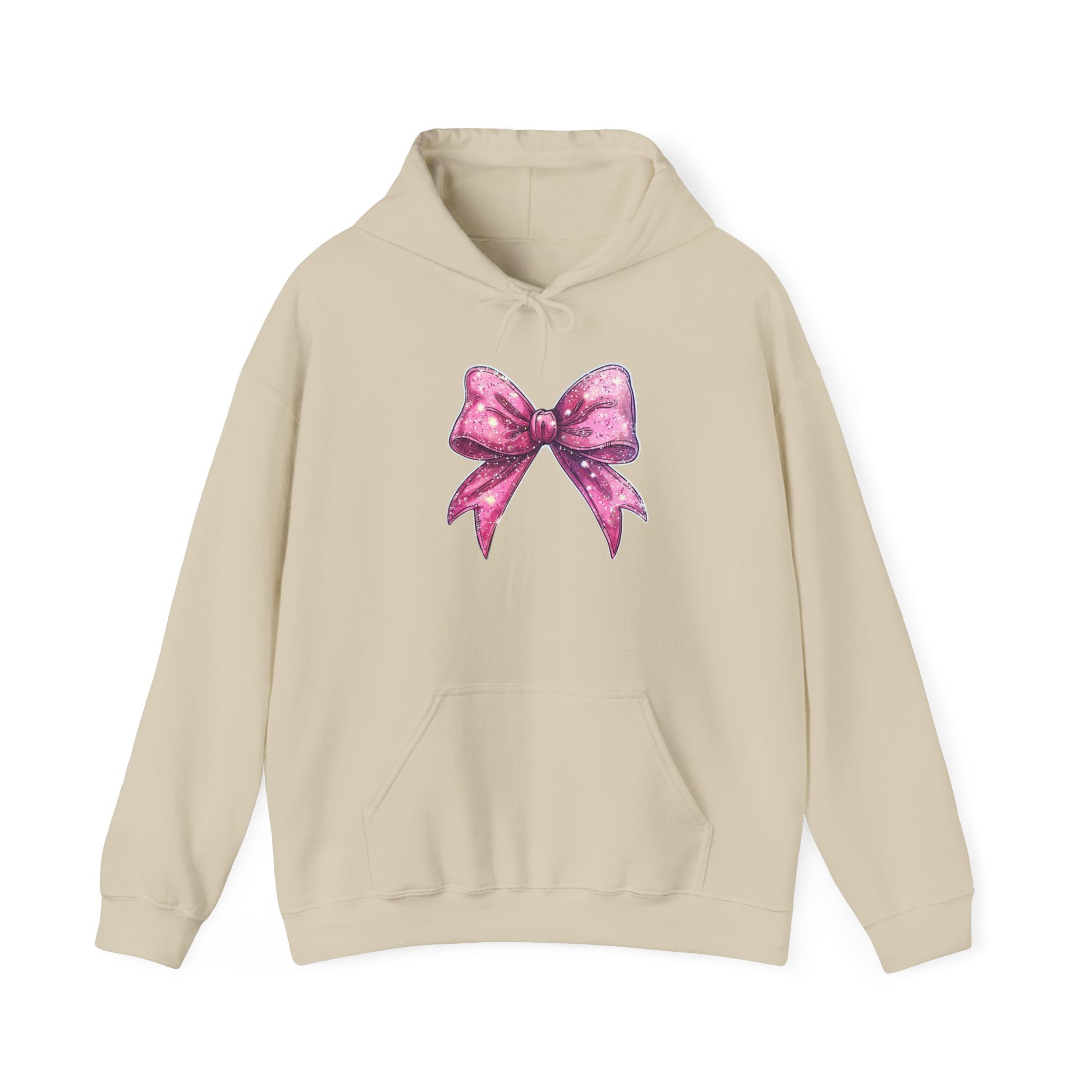 Chic Pink Bow Hoodie - Cozy Fashion, Inspirational Gift, Everyday Wear, Holiday Sweatshirt, Cute Casual Apparel