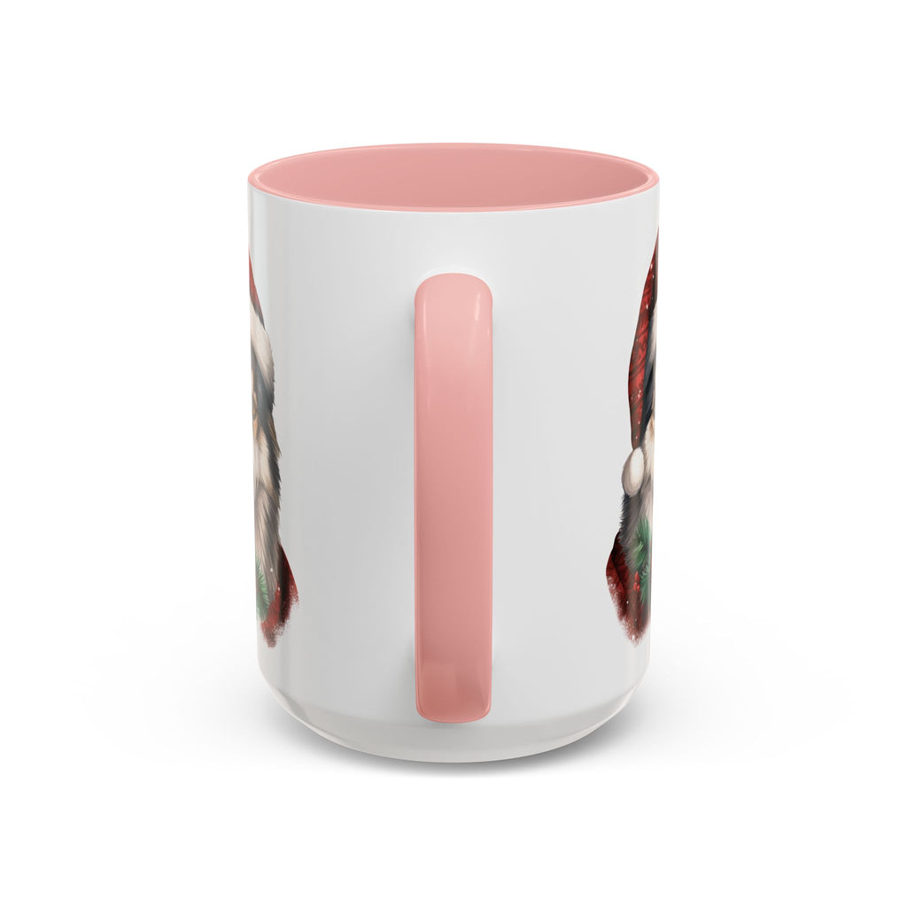 Christmas Husky Accent Coffee Mug – Festive Santa Hat Dog Holiday Gift (11/15oz)