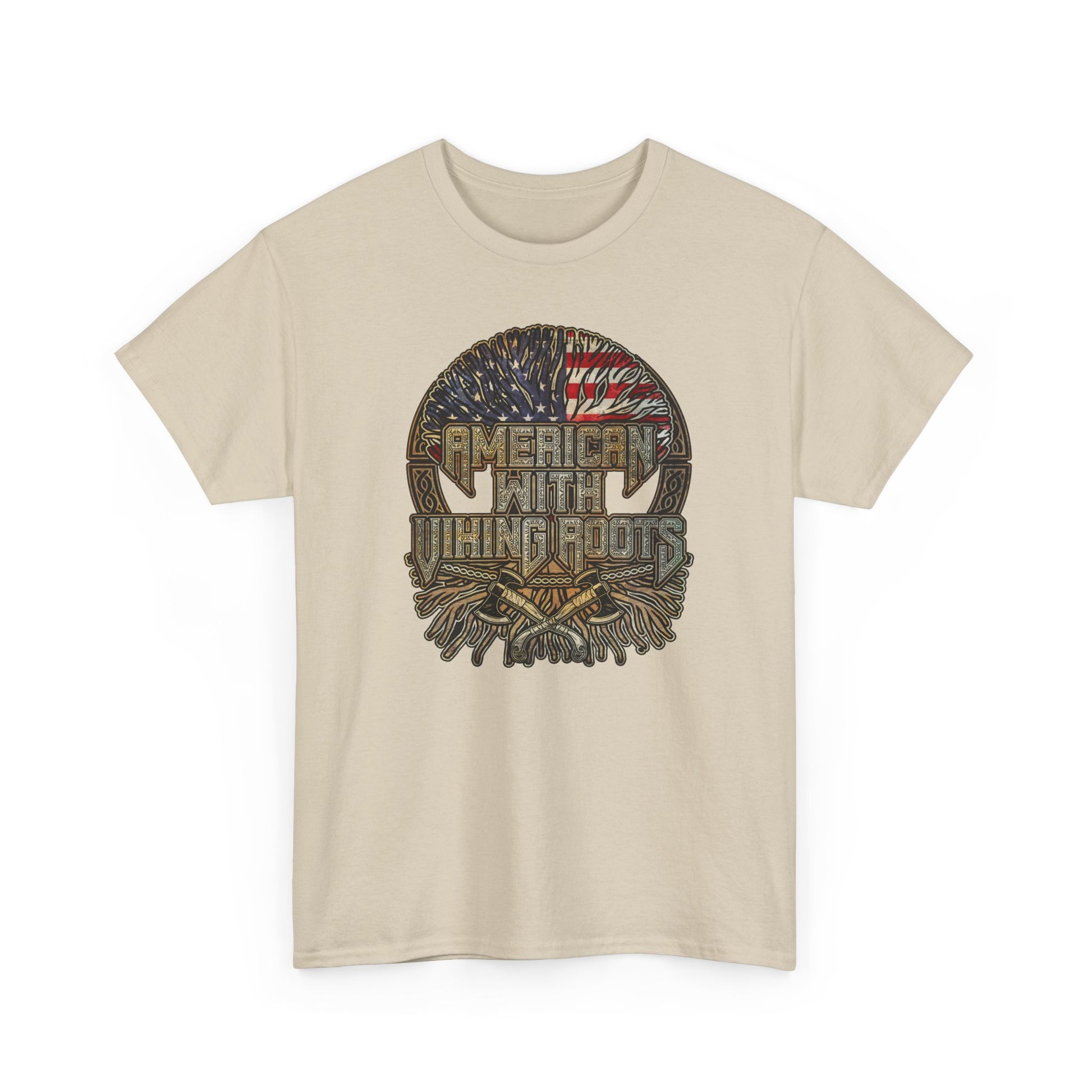 American Roots Viking Patriotic Tee - Father's Day Gift Heavy Cotton T-Shirt