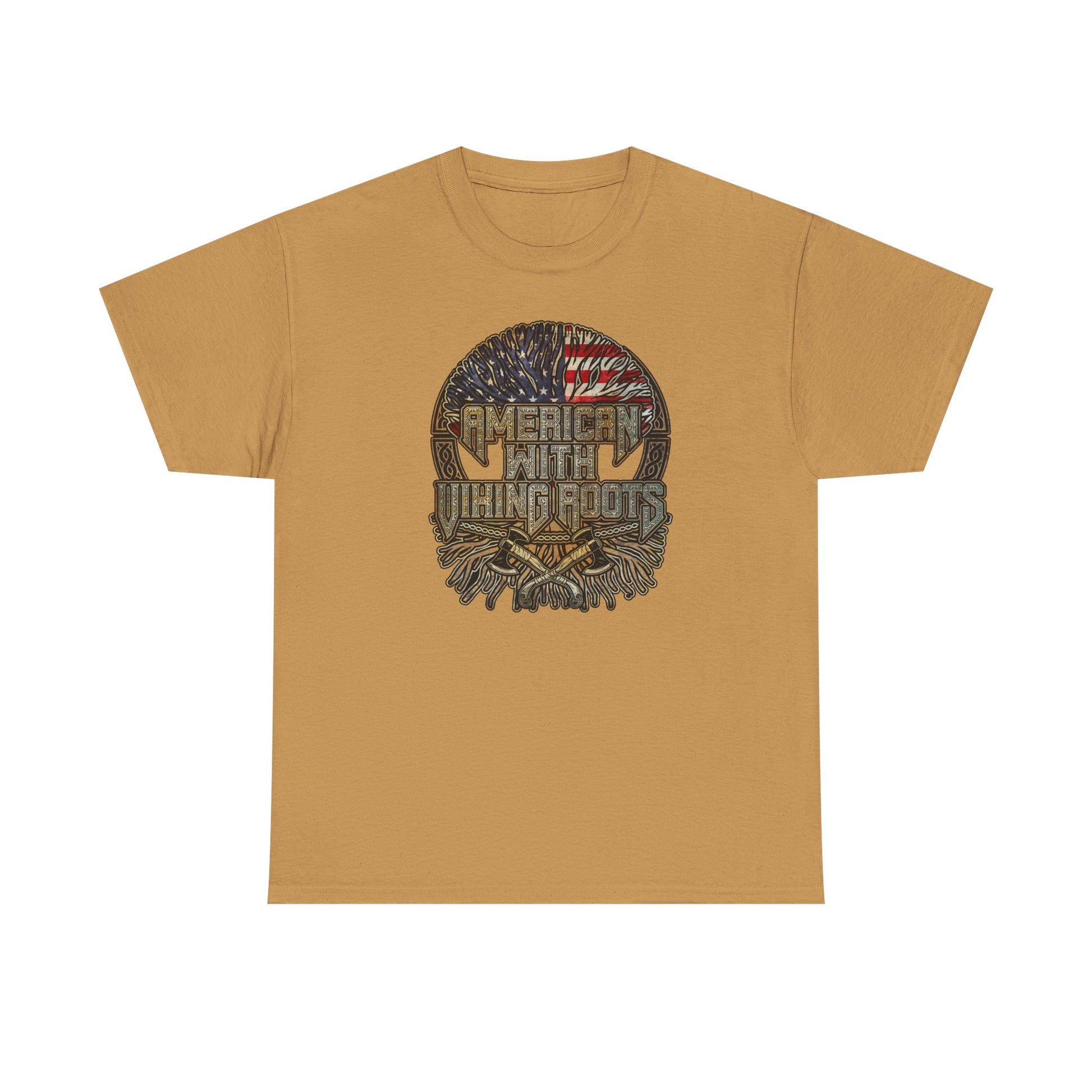 American Roots Viking Patriotic Tee - Father's Day Gift Heavy Cotton T-Shirt
