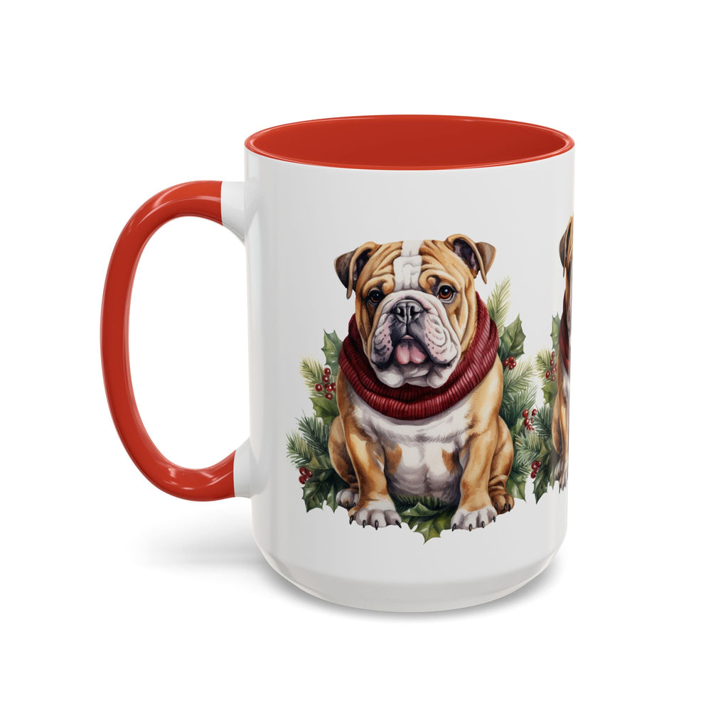 Bulldog Holiday Mug in Scarf 11oz, 15oz