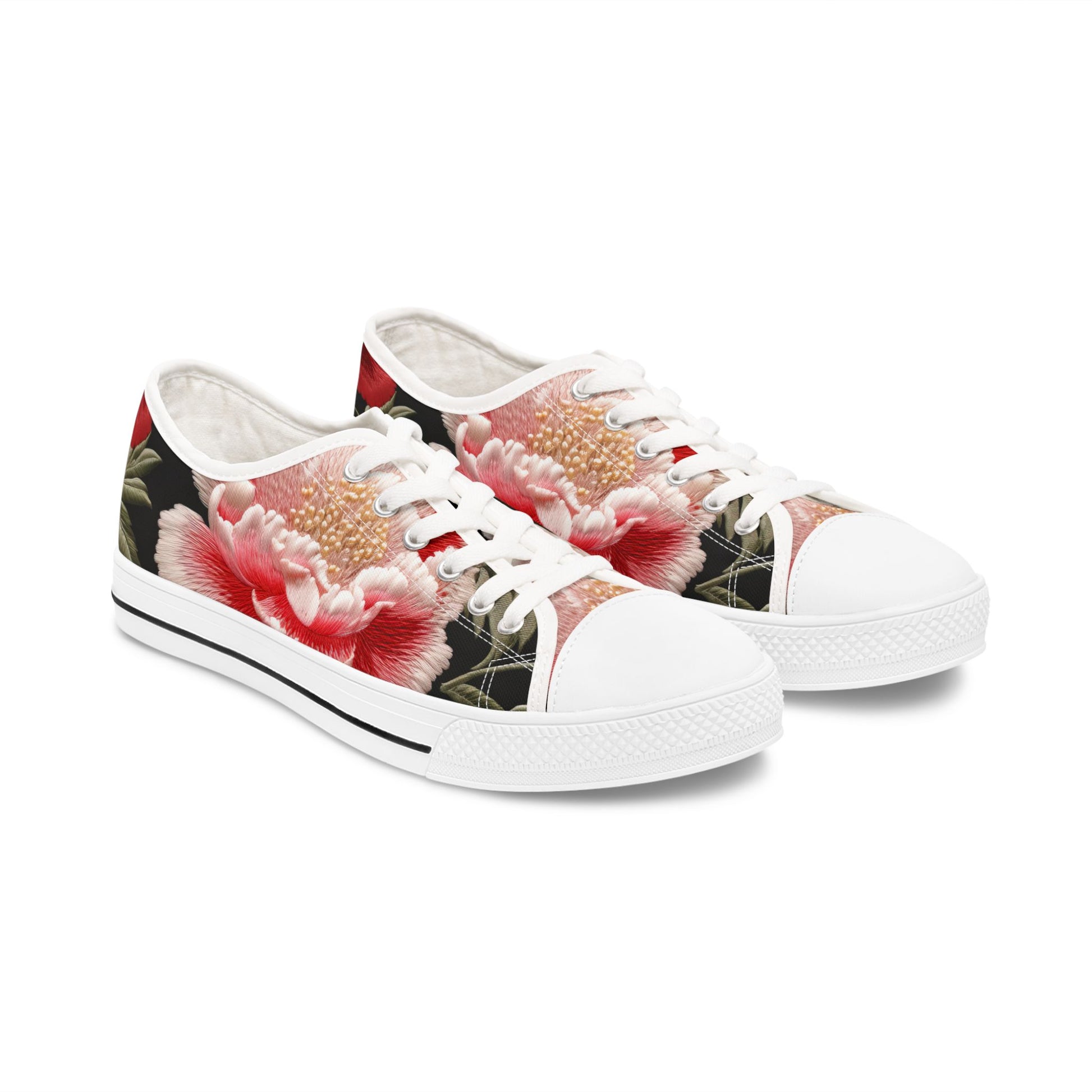 Floral Sneakers - Women's Low Top Shoes for Spring Fashion and Casual Outings