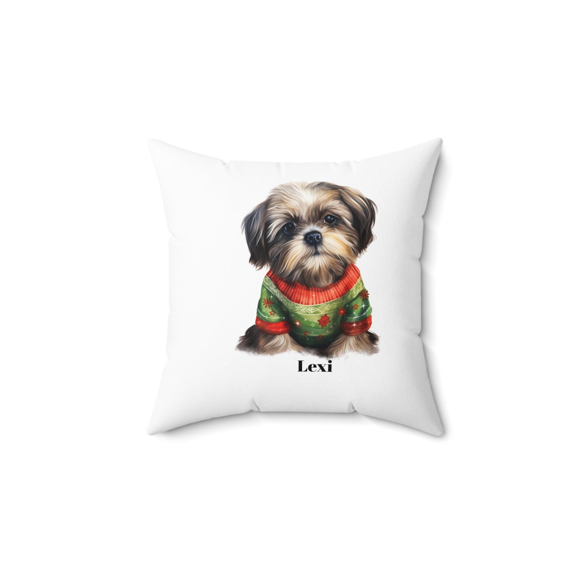 Spun Polyester Square Pillow, Shihtzu Dog Portrait Pillow, Pet Lover Gift, Dog Decor, Personalization available
