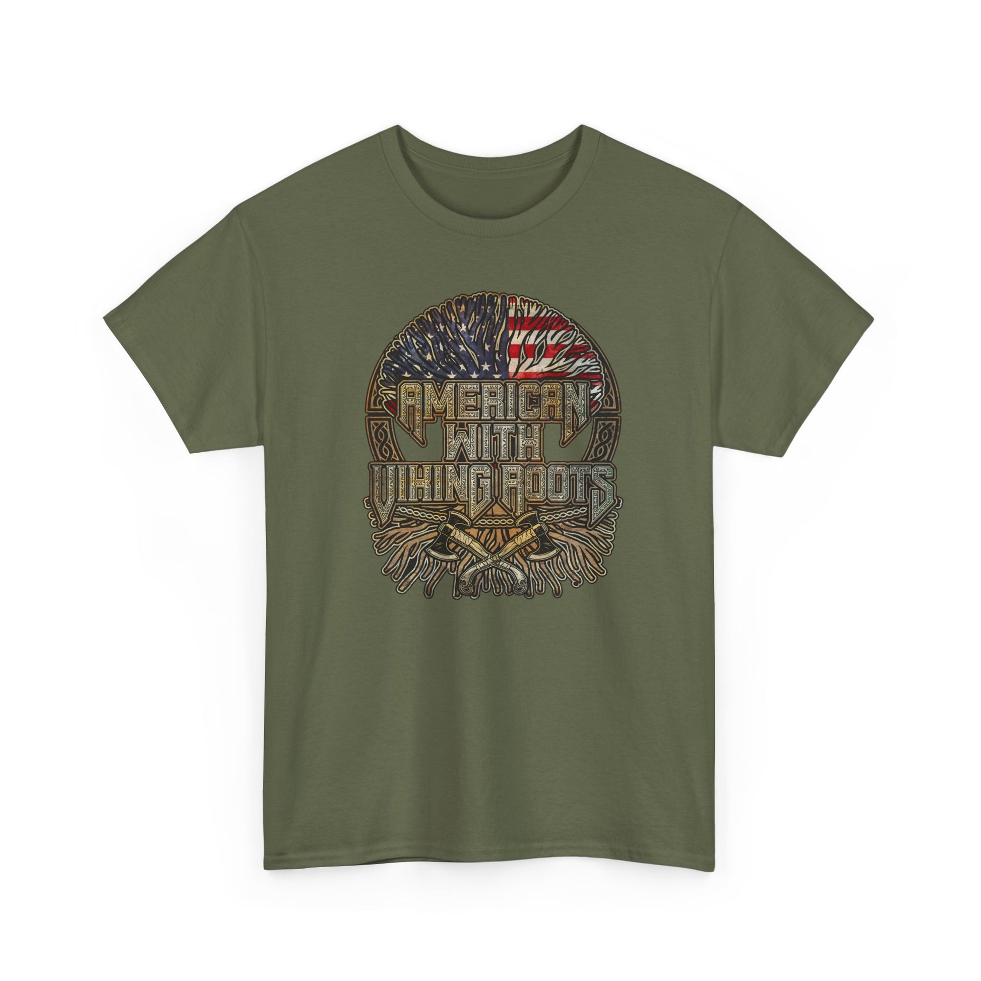 American Roots Viking Patriotic Tee - Father's Day Gift Heavy Cotton T-Shirt